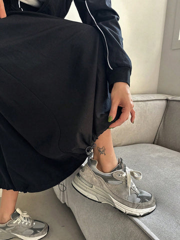 DAZY 2pcs Women Casual Set: Front Zip Long Sleeve Top And Skirt DAZY 2pcs Women Casual Set: Front Zip Long Sleeve Top And Skirt