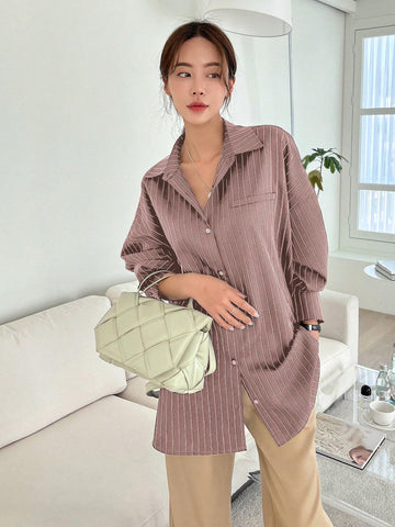 DAZY Casual Striped Long Sleeve Shirt For Autumn DAZY Casual Striped Long Sleeve Shirt For Autumn