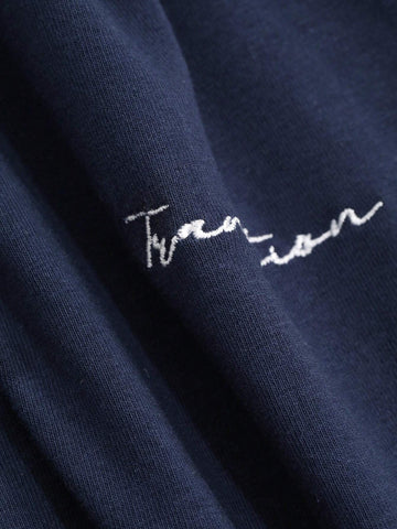 Contrast Color Polo Collar Letter Embroidered Fitted Short Sleeve T-Shirt Contrast Color Polo Collar Letter Embroidered Fitted Short Sleeve T-Shirt