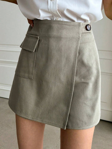 DAZY Flap Pocket Wrap Front Skort DAZY Flap Pocket Wrap Front Skort