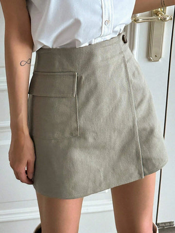 DAZY Flap Pocket Wrap Front Skort DAZY Flap Pocket Wrap Front Skort