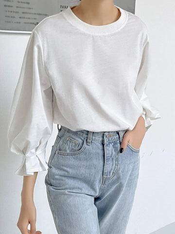 Flounce Sleeve Solid Tee Flounce Sleeve Solid Tee