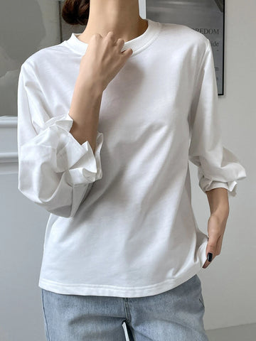 Flounce Sleeve Solid Tee Flounce Sleeve Solid Tee