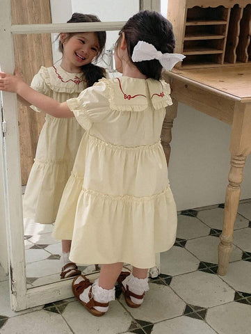 DAZY Girls (Toddler) Round Neck Summer Butterfly Embroidery Dress DAZY Girls (Toddler) Round Neck Summer Butterfly Embroidery Dress