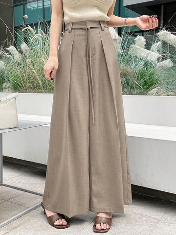 DAZY High Waist Plicated Detail Wide Leg Pants DAZY High Waist Plicated Detail Wide Leg Pants