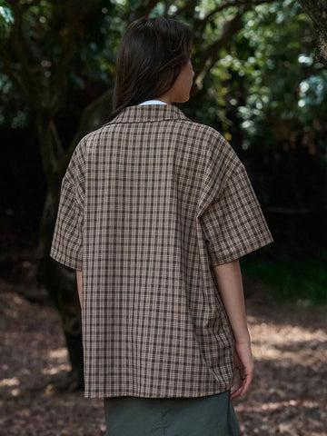 DAZY Plaid Print Drop Shoulder Shirt DAZY Plaid Print Drop Shoulder Shirt