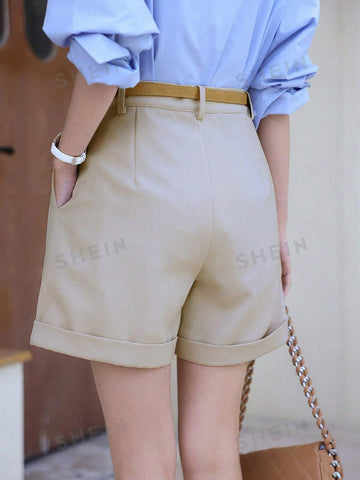 DAZY Plicated Detail Rolled Hem Shorts DAZY Plicated Detail Rolled Hem Shorts