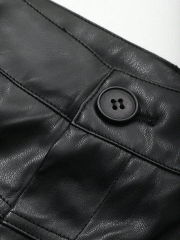 DAZY Short A-Line High Waist Slimming PU Leather Women Mini Skirt DAZY Short A-Line High Waist Slimming PU Leather Women Mini Skirt