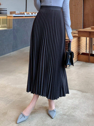 DAZY Solid Color Pleated Skirt DAZY Solid Color Pleated Skirt