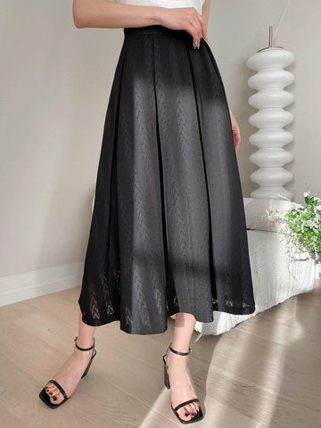DAZY Solid High Waist Flared Skirt DAZY Solid High Waist Flared Skirt
