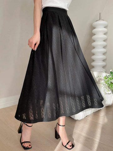 DAZY Solid High Waist Flared Skirt DAZY Solid High Waist Flared Skirt