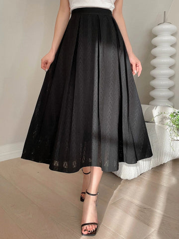 DAZY Solid High Waist Flared Skirt DAZY Solid High Waist Flared Skirt