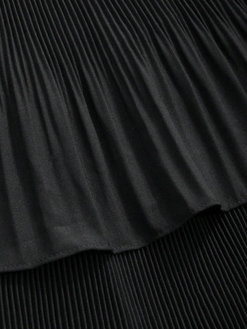 DAZY Solid Layer Ruffle Hem Pleated Skirt DAZY Solid Layer Ruffle Hem Pleated Skirt