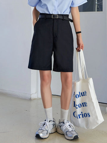 DAZY Solid Slant Pocket Shorts Without Belt DAZY Solid Slant Pocket Shorts Without Belt