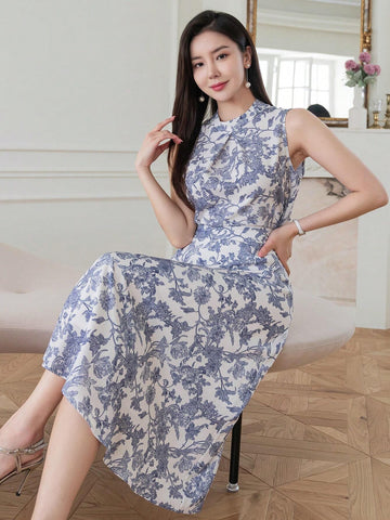 DAZY Women 2pcs Floral Printed Sleeveless Top And A-Line Skirt Set DAZY Women 2pcs Floral Printed Sleeveless Top And A-Line Skirt Set