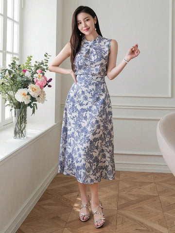 DAZY Women 2pcs Floral Printed Sleeveless Top And A-Line Skirt Set DAZY Women 2pcs Floral Printed Sleeveless Top And A-Line Skirt Set