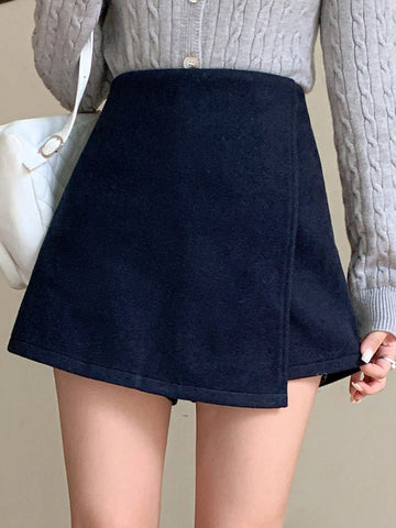 DAZY Women Casual Solid Color Wool Blend Mini Skirt/Skirt Shorts, Autumn/Winter DAZY Women Casual Solid Color Wool Blend Mini Skirt/Skirt Shorts, Autumn/Winter