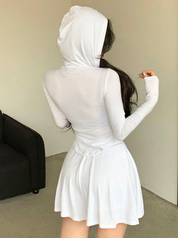 DAZY Women Spring Summer Casual Solid Color Slim Fit Hooded T-Shirt And Loose Shorts Set DAZY Women Spring Summer Casual Solid Color Slim Fit Hooded T-Shirt And Loose Shorts Set