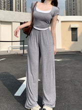 DAZY Women's 2 In 1 Short Sleeve T-Shirt And Loose Pants Set