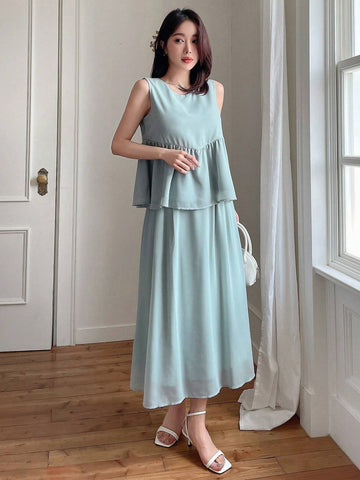 DAZY Women's Fashionable Patchwork Top And Skirt Set DAZY Women's Fashionable Patchwork Top And Skirt Set