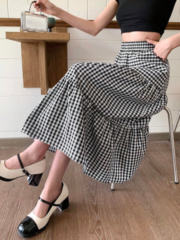 DAZY Women's Plaid Long Skirt DAZY Women's Plaid Long Skirt