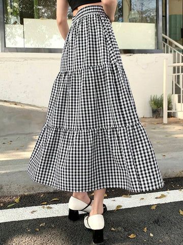 DAZY Women's Plaid Long Skirt DAZY Women's Plaid Long Skirt