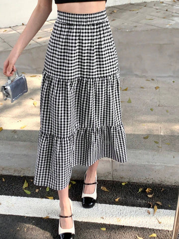 DAZY Women's Plaid Long Skirt DAZY Women's Plaid Long Skirt