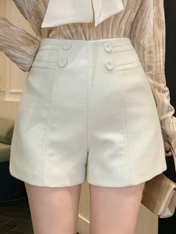 DAZY Women's Plain Rivet Textured Shorts, Minimalist Style For Casual Everyday Wear DAZY Women's Plain Rivet Textured Shorts, Minimalist Style For Casual Everyday Wear