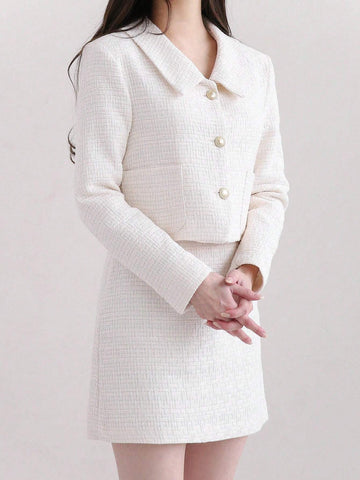 DAZY Women's Self-Tie Bowknot Long Sleeve Jacket And Skirt Set DAZY Women's Self-Tie Bowknot Long Sleeve Jacket And Skirt Set