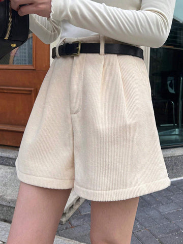 DAZY Women's Solid Color Simple Fleece-Lined Shorts, Casual Everyday Wear DAZY Women's Solid Color Simple Fleece-Lined Shorts, Casual Everyday Wear