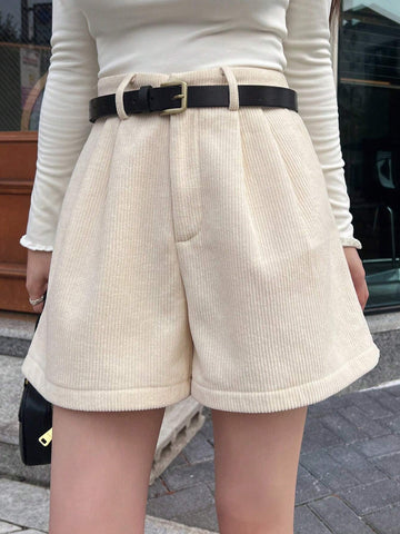 DAZY Women's Solid Color Simple Fleece-Lined Shorts, Casual Everyday Wear DAZY Women's Solid Color Simple Fleece-Lined Shorts, Casual Everyday Wear