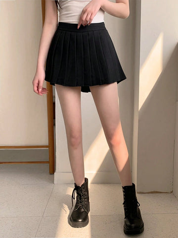 DAZY Women's Solid Color Simple Summer Pleated Shorts Skirt DAZY Women's Solid Color Simple Summer Pleated Shorts Skirt