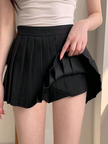 DAZY Women's Solid Color Simple Summer Pleated Shorts Skirt DAZY Women's Solid Color Simple Summer Pleated Shorts Skirt