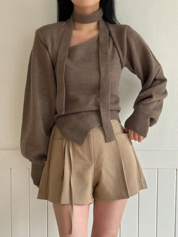 DAZY Women's Summer Casual Solid Color Pleated Mini Skirt Shorts DAZY Women's Summer Casual Solid Color Pleated Mini Skirt Shorts