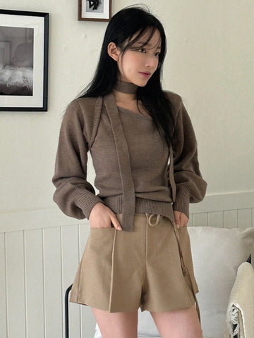 DAZY Women's Summer Casual Solid Color Pleated Mini Skirt Shorts DAZY Women's Summer Casual Solid Color Pleated Mini Skirt Shorts