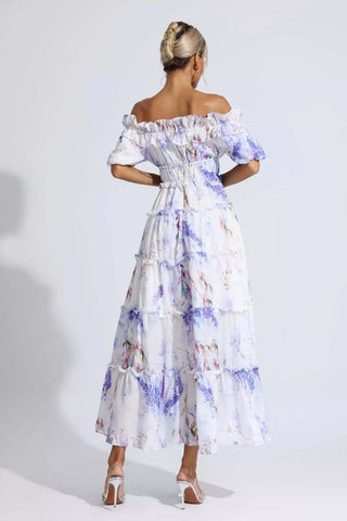 Danielle Purple Floral Ruched Maxi Dress Danielle Purple Floral Ruched Maxi Dress