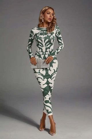 Delilah Green Open-back Printed Maxi Dress Delilah Green Open-back Printed Maxi Dress