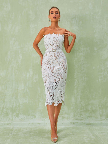 Despina White Lace Midi Dress Despina White Lace Midi Dress