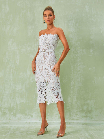 Despina White Lace Midi Dress Despina White Lace Midi Dress