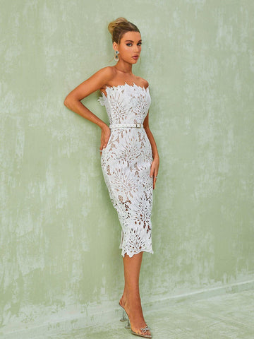 Despina White Lace Midi Dress Despina White Lace Midi Dress