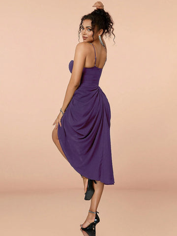 Diamond Chain & Pleats Detailing Bodycon Dress For Cocktail Party Diamond Chain & Pleats Detailing Bodycon Dress For Cocktail Party