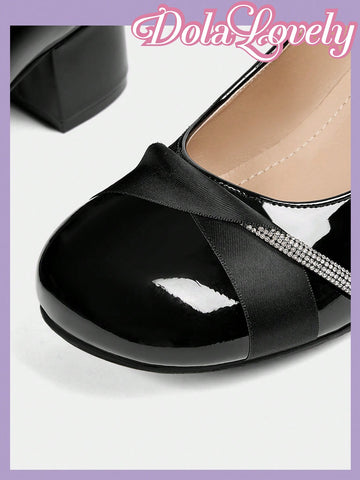 Original Lolita Rhinestone Decor Black High Heels Original Lolita Rhinestone Decor Black High Heels