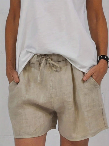 Drawstring Waist Slant Pocket Shorts Drawstring Waist Slant Pocket Shorts