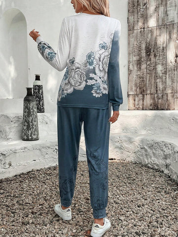 EMERY ROSE 2pcs Women Casual T-Shirt And Ankle Length Pants Set EMERY ROSE 2pcs Women Casual T-Shirt And Ankle Length Pants Set