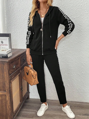 EMERY ROSE 2pcs Women Set: Solid Color Zipper Front Long Sleeve Top And Pants Two Piece Set Women Conjunto De Dos Piezas 2 Piece Outfit Sets For Women EMERY ROSE 2pcs Women Set: Solid Color Zipper Front Long Sleeve Top And Pants Two Piece Set Women Conjunto De Dos Piezas 2 Piece Outfit Sets For Women