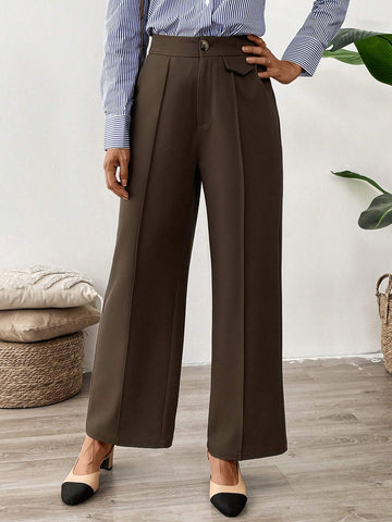 EMERY ROSE Brown Professional Clothes Teacher's Trousers Women Clothes Women's Trousers EMERY ROSE Brown Professional Clothes Teacher's Trousers Women Clothes Women's Trousers