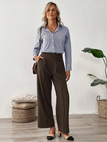 EMERY ROSE Brown Professional Clothes Teacher's Trousers Women Clothes Women's Trousers EMERY ROSE Brown Professional Clothes Teacher's Trousers Women Clothes Women's Trousers