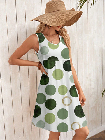 EMERY ROSE Casual Minimalist Round Neck Sleeveless Loose Fit Mini Dress For Women, Suitable For Summer EMERY ROSE Casual Minimalist Round Neck Sleeveless Loose Fit Mini Dress For Women, Suitable For Summer