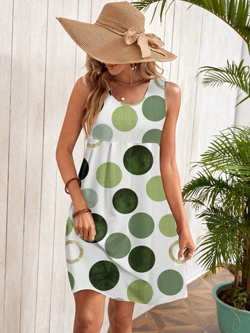 EMERY ROSE Casual Minimalist Round Neck Sleeveless Loose Fit Mini Dress For Women, Suitable For Summer EMERY ROSE Casual Minimalist Round Neck Sleeveless Loose Fit Mini Dress For Women, Suitable For Summer