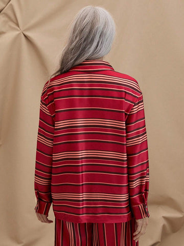 EMERY ROSE Casual Women's Striped Color Block Long Sleeve Shirt EMERY ROSE Casual Women's Striped Color Block Long Sleeve Shirt